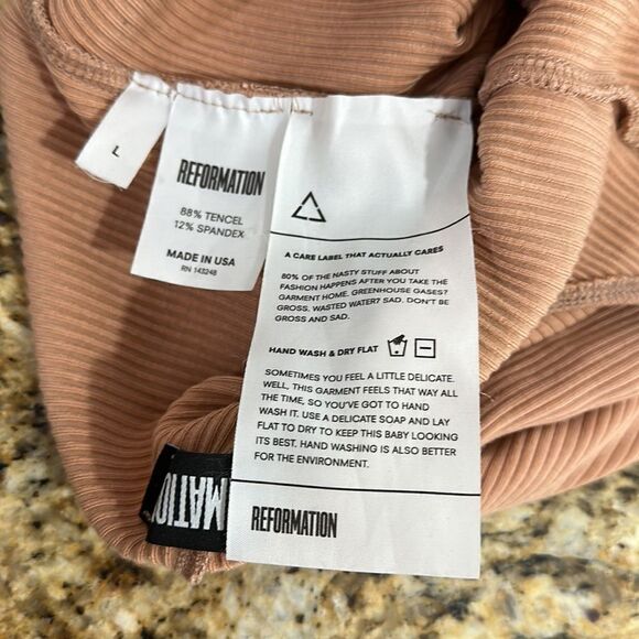 Reformation Ribbed High Neck Open Back Bodysuit Size L - Picture 5 of 8